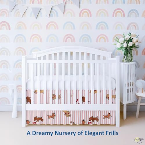 Image of Puppy Love Crib Skirt Dust Ruffle 14 inch Drop, Fits 28 inch x 52 inch