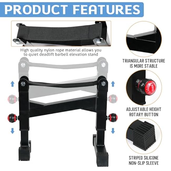 Deadlift Jack Barbell Stand, Barbell Rack, Barbell Buffer Frame, Carbon Steel Barbell Jack, Easily Load and Unload 800lb Barbell Plates for Deadlift Exercise & Weight Training (Black)