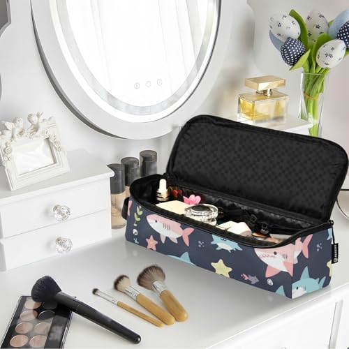 Bolso de viaje para herramientas de cabello Hot Hair Tools con tapete resistente al calor extraíble, bolso protector para planchas, rizadores y estilizadores, diseño de peces y estrellas en azul profundo miniatura 7