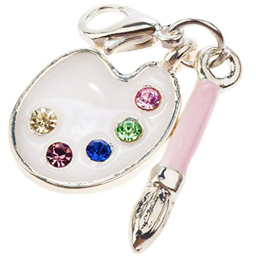 Fashion and Jewelry Accessory of Trendy Silver Colored Charm Clip On Pendant for Armbands Bracelets Bangles With White Paint Palette and Brush Decoration