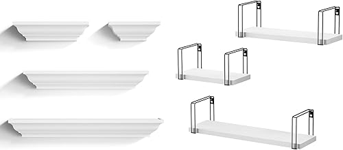 RIWATANA - Juego de 3 estantes flotantes rústicos y estantes de pared de madera (contiene 2 artículos)