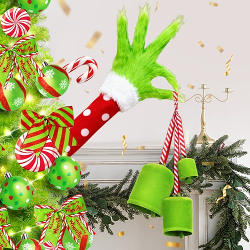 KPCB Tech Christmas Bells for Decoration, Green Whimsical Bells Hanging Decoration Set of 3 - Image 3
