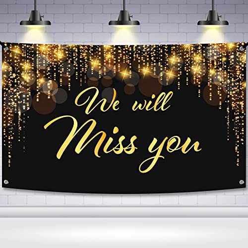 Image of KatchOn, We Will Miss You Banner Black and Gold - XtraLarge 72x44 Inch | Black and Gold We Will Miss You Decorations, Farewell Decorations Party | Farewell Banner, Graduation Decorations 2026