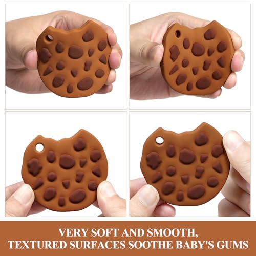 Image of Baby Essentials Silicone Teether,Sensory Chew Toys,BPA Free Soft and Effective Infant Teething Pain Relief Toys,Freezer Safe,Food Grade Silicone,Best Shower Gift for Boys and Girls (Cookie).