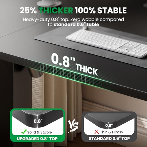 Image of SIAGO Electric Standing Desk Adjustable - 48 x 24 Inch Sit Stand up Desk with 0.8 Inch Thick Tabletop - Adjustable Height Table with 3 Memory Preset, Cable Management for Home Office