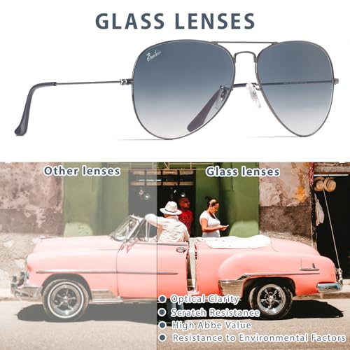 Image of Classic Aviator Teardrop Style Glass Lens Metal Frame Sunglasses For Men Women UV400 Protection
