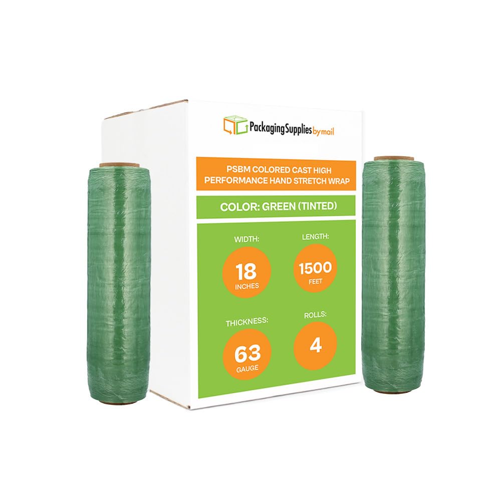 PSBM High Performance Stretch Wrap 17 Inch X 1476 Feet 4 Rolls 48 Gauge Shrink Film For Moving Packing Pallets