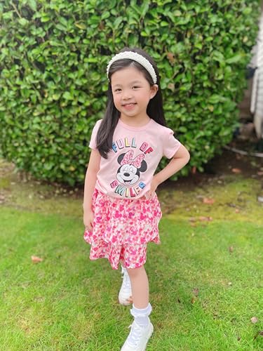 Image of Disney Frozen Elsa Stitch Minnie Princess Toddler Girls' T-Shirt & Double Ruffle Skirt 2 Piece Outfit Summer Clothes Set 2-9Y