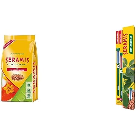Seramis Ton-Granulat als Pflanzenerden-Ersatz für Zimmerpflanzen, Grün-, Blühpflanzen und Kräuter, Pflanz-Granulat, Ton-Farbe, 7,5 Liter & Gießanzeiger 16 cm für alle Topfpflanzen, 2 Stück, grün