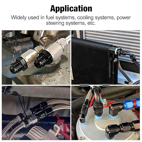 Dexepe 3AN Male Flare to 1/8 NPT Pipe Fitting Adapter Aluminum Straight Fuel Line Hose Adapter Black Anodized Fuel System Fittings 2PCS
