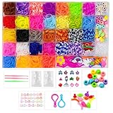 TONZACK 40 Kit Braccialetti Elastici a Griglia,Più Di 2800 Pezzi Braccialetti Colorati,Regali Di Natale Per Bambini Premium Fai-Da-Te,Con Vari Accessori Perline e Telai,In 32 Colori