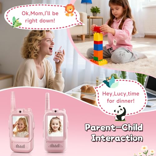 Image of Video Walkie Talkies for Kids, Handheld 2 Pack Rechargeable Video Intercom Kids Walkies Talkies, Indoor Outdoor Toys for Family Games, Outside, Camping, Hiking for Boys Girls Ages 3-12 (Pink /Pink)