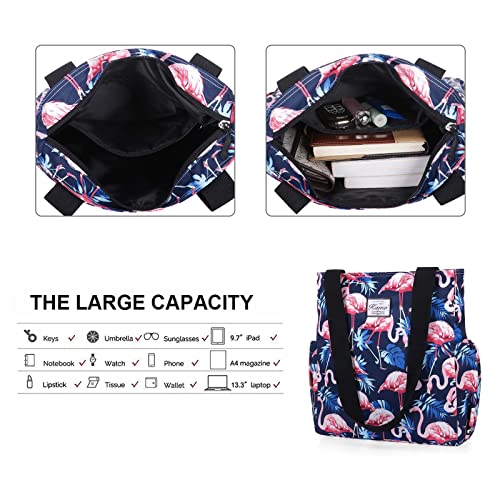 Image of KAMO Floral Tote Bag - Waterproof Lightweight Handbags Travel Shoulder Bag for Hiking Yoga Gym Swimming Travel Beach