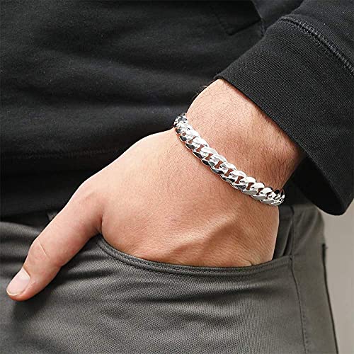 ARGENTO REALE 925 Sterling Silver Solid 6.25MM-12.25MM Miami Cuban Bracelet for Men - Sterling Silver Link Bracelet For Men, Mens Link Bracelets 8 8.5, 92
