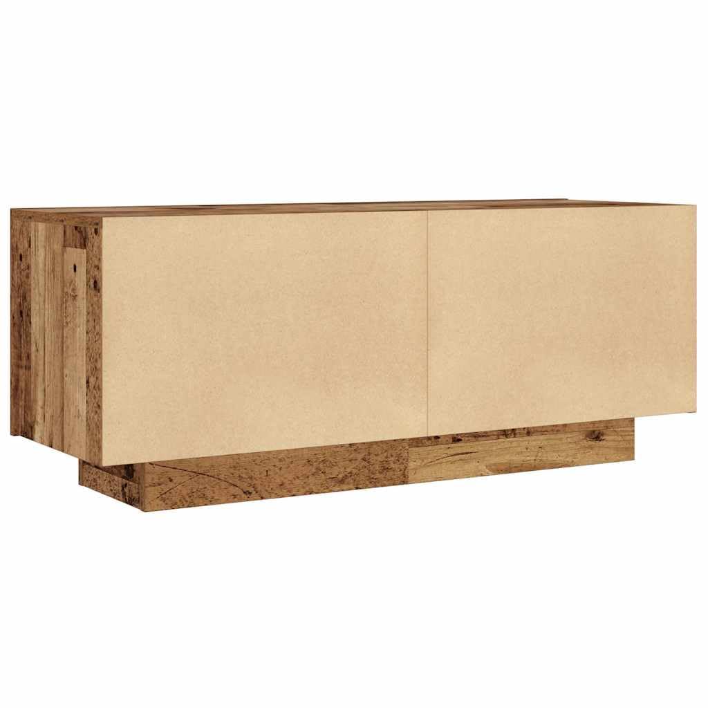 Gecheer TV-Schrank, Holzwerkstoff mit Altholz-Optik, Zwei kombinierbare Einheiten, 100 x 35 x 40 cm, für Wohnzimmer und Media Center