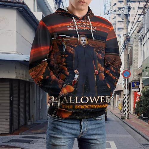 ZHANGXM Men's Long Sleeve 3D Print Hoodie Halloween Michael Myers Spring And Autumn Blouse for Unisex Sweatshirt 7