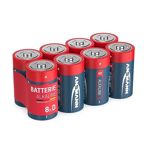 Ansmann Batterien Mono D LR20 8 Stück 1,5V - Alkaline Batterie langlebig & auslaufsicher - Ideal für Spielzeug, LED Taschenlampe, Radio, Modellbau UVM, schwarz, 5015581-01