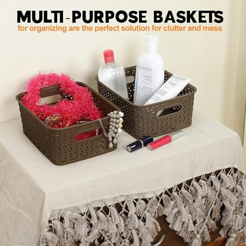 Image of SHUTTLE ART Set Of 3 Plastic Storage baskets For Kitchen, Clothes, Multipurpose Vegetables, Toys, Books, Office, Stationery, Wardrobe /Strong Plastic Material & Side Grip (Medium | Multicolor)