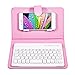 Funda con Teclado Bluetooth inalámbrico, Teclado Bluetooth Desmontable con Funda abatible, Funda con Teclado Universal para Tableta para iOS, Android, Windows(Rosa)