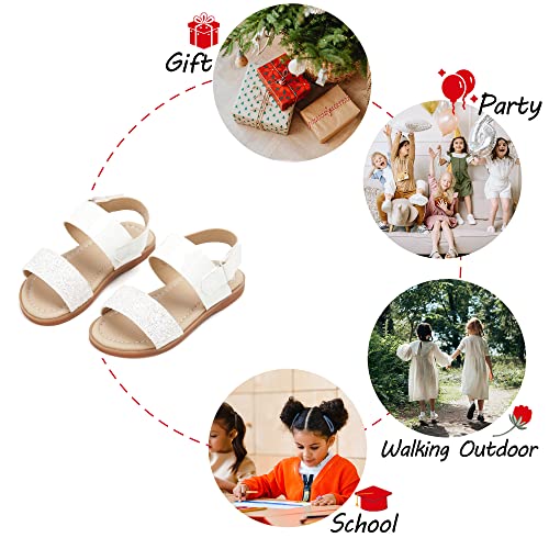 Image of PHIRAMIN Toddler Girl Sandals - Flower Girl Dress Shoes Open Toe Little Kid Flats