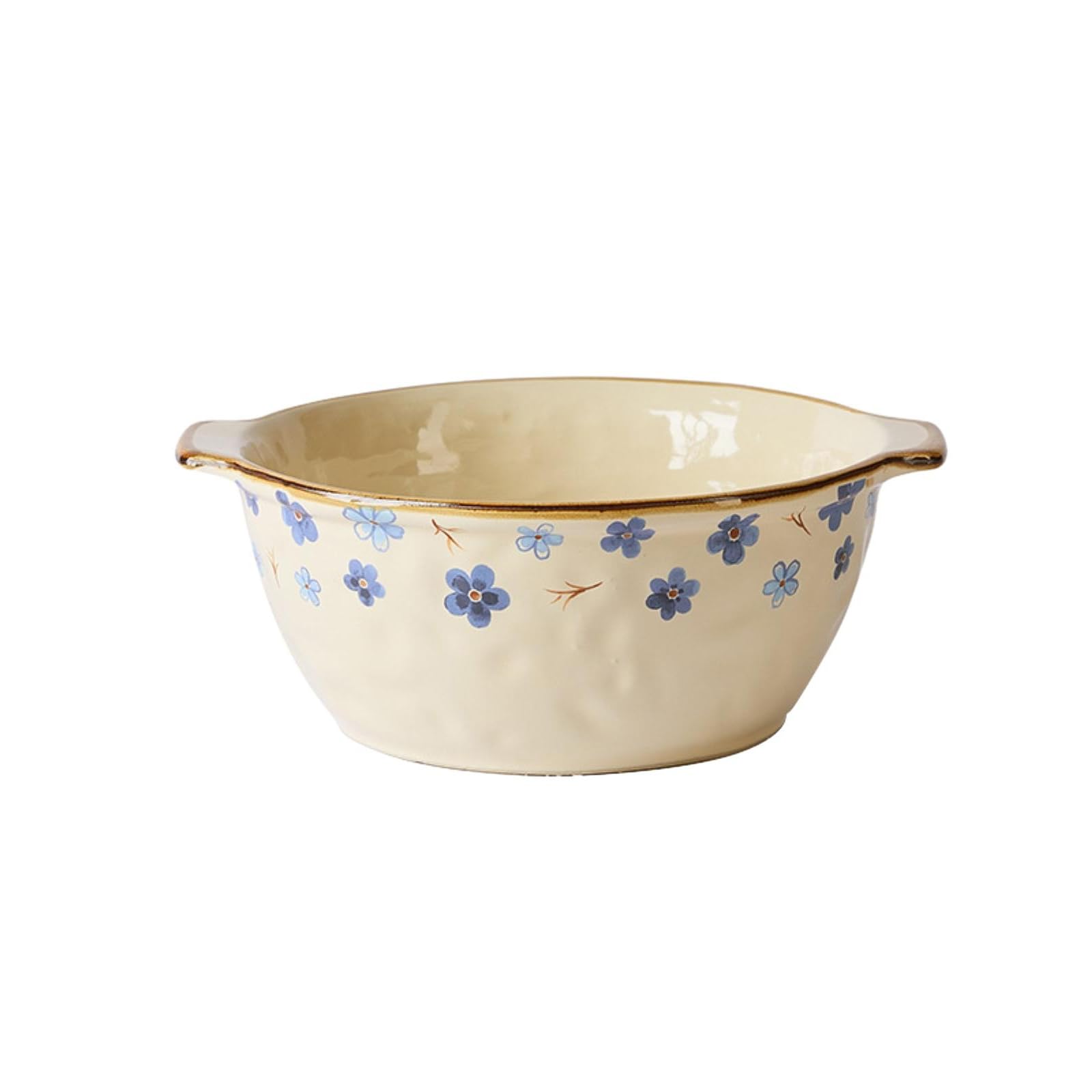 Ceramiczne kreatywne naczynia retro domowa prostota - 20 cm przycięte miseczki dwuuszne