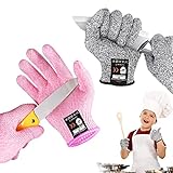 Migliore Wear 2 Paar Schnitzhandschuh Kinder, Schnittfeste handschuhe Kinder mit Level 5 Schutz, Schnitzmesser Kinder Arbeitshandschuhe für 8-11 Jährige (M)