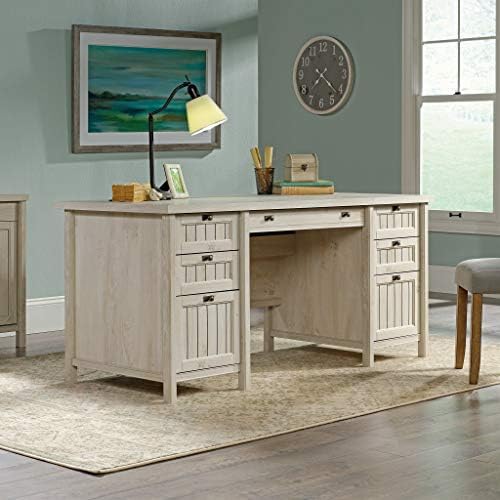 Sauder Costa Office Desk with Drawers, Executive Desk with File Drawer Storage, in Chalked Chestnut - Thumbnail 4