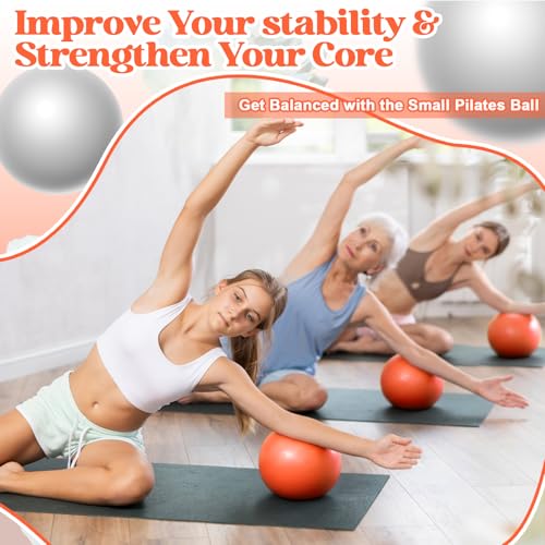 Image of Sotiff 20 Pcs 9 Inch Pilates Ball Bulk Exercise Pilates Ball Mini Yoga Balls Therapy Core for Stability Barre Training Stretching Physical Posture Training Gym Workout with Inflation Tube
