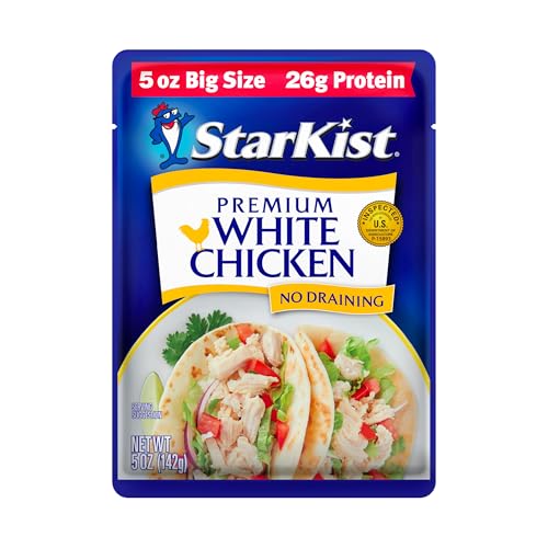 Image of StarKist Premium White Chicken, 5oz Pouch, 1-Pack | 26g Protein Per Serving, Fully Cooked White Meat, Gluten Free, Soy Free, No Draining, Ready to Eat for Salad and Sandwiches