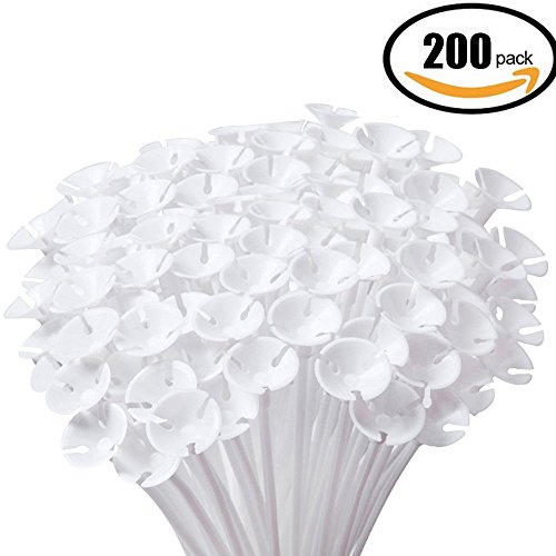 IBanana Balloon Sticks, 200 Pcs Plastic Thicken Milk-White Balloon Sticks Holders with Cups Suit for Wedding, Birthday, Holidays, Anniversary, Party Decor