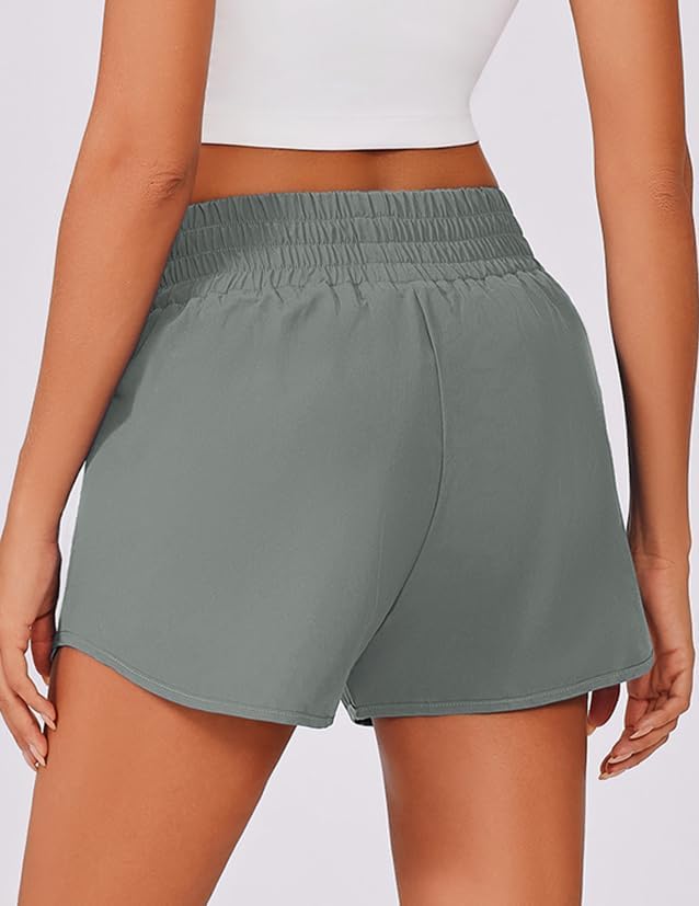 PINSPARK High Waisted Running Shorts for Women 2.5" Mesh Liner Quick Dry Sport Athletic Workout Shorts with Zip Pockets - Image 2