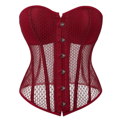 Elegantes Cosplay Damenkostüm Mit Brokat-Korsett Flügelärmeln Für Einzigartige Auftritte Modische Temperament Damentops Slim Fit Sexy Tops Unterwäsche Modisches Oberteil Dessous (Red, M)