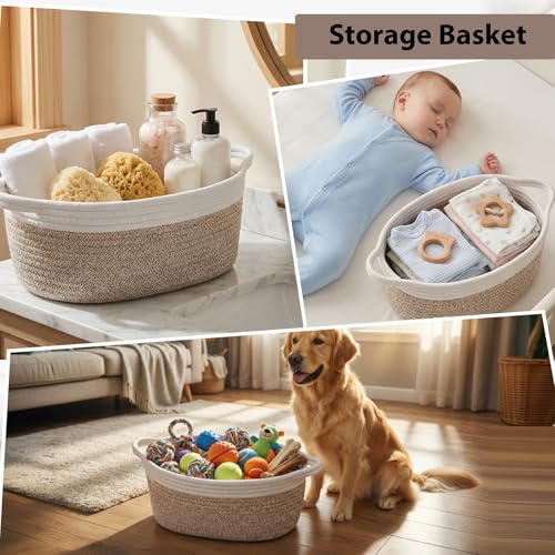 Image of woric Small Woven Storage Basket Dog Toy Baskets for Fall Gifts Empty