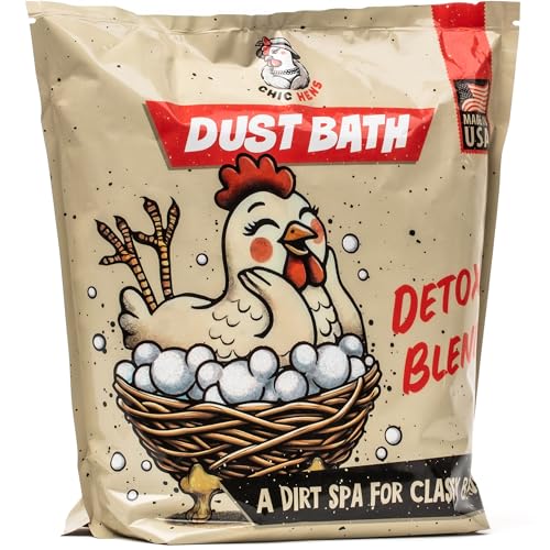 4lbs Chic Hens Chicken Dust Bath Natural 4-Ingredient Blend for Chickens Dust Bath Powder with Diatomaceous Earth Biochar Zeolite & Sulfur Made in USA