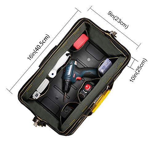image for HmiL-U Tool Bag 16-inch Upgraded with PVC Base Tool Storage Bag Multi-