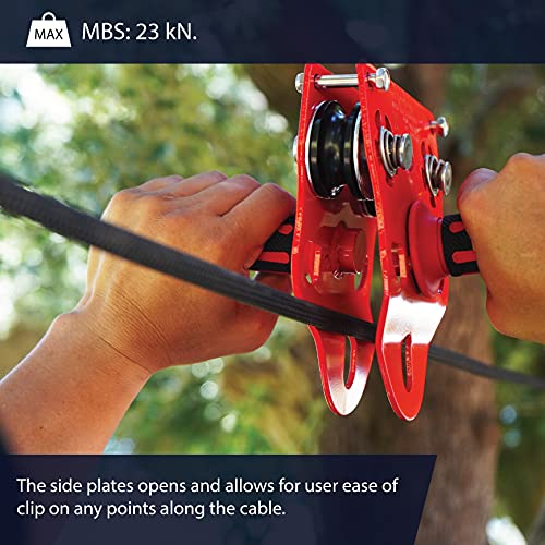 Fusion Climb Z-Max Speed Stainless Steel Pulley Grip Red Trolley, Zipline Kit, Backyard Set, Swing Set, Universal Pulley (Fp-8159-Red) #TOP4