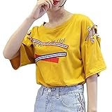 TWIFER Sommer Damen Kurzarm T Shirt Weste Logo Gedruckt Bandage Tank Top Bluse