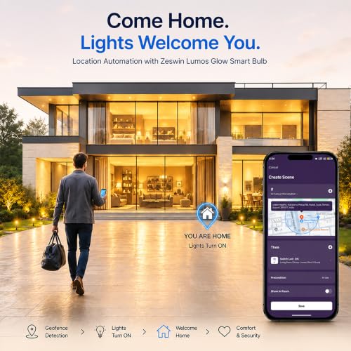 Image of Lumos Glow B22 9W Bluetooth Smart LED Bulb, Mobile App Control, RGB 16 Million Colors, Music Sync, Voice Control with Amazon Alexa & Google Assistant, Dimmable.