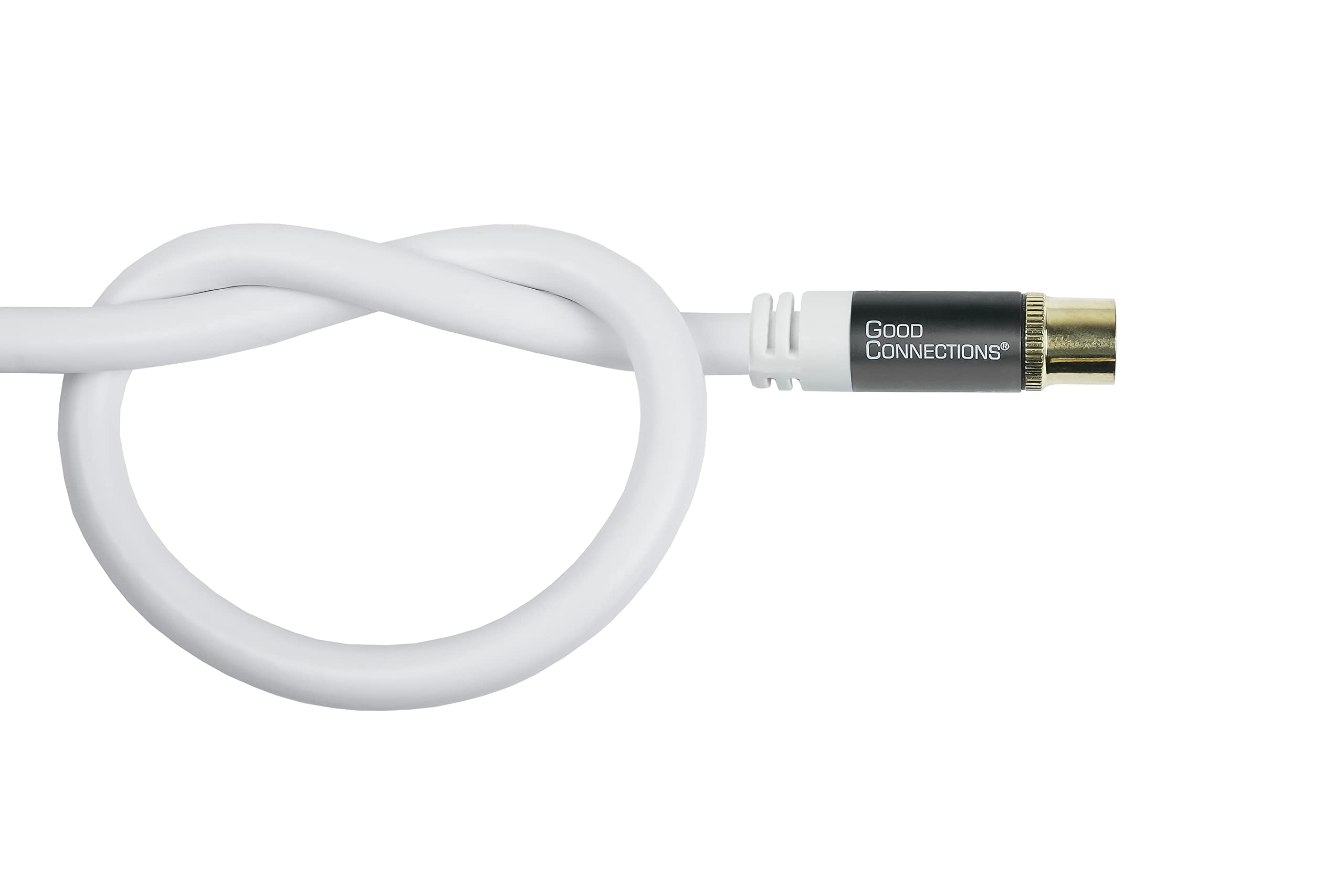 Good Connections Alcasa GC-M2070 SmartFLEX TV Winkel-Antennenkabel, 30 m, IEC/Koax Stecker gewinkelt an Buchse, 4-fach geschirmt/120dB/75 Ohm, vergoldete Anschlüsse Weiß - Alcasa