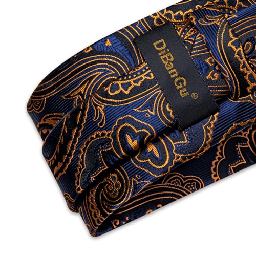 Image of DiBanGu Mens Paisley Tie Sets Silk Jacquard Woven Floral Necktie and Pocket Square Cufflinks Wedding Business Party