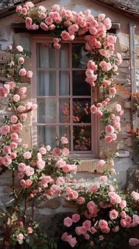 Image of Live Climbing Pink Plant with Plastic Pot, Creeping, Rambling, Ornamental, Vining, Fragrant, Trailing Flower (ROSE FLOWER PLANT) (FLOWER PLANT) (RED CLIMBING ROSE))
