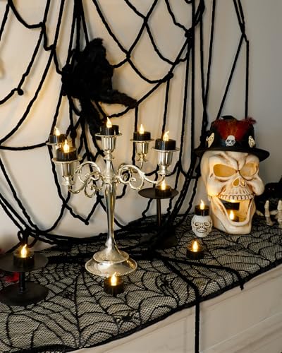 Image of Amagic 30 Pcs Black Flickering Flameless Tea Lights Battery Operated, LED Holiday Fake Candles, 200+ Hours Long Lasting Colored Candle for Halloween, Pumpkin, Ofrenda, Christmas, Party, Home Decor