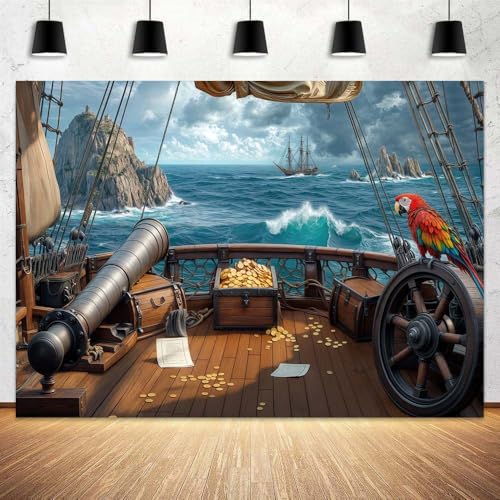 Fondo Fotográfico Barco Pirata 7X5FT miniatura 4