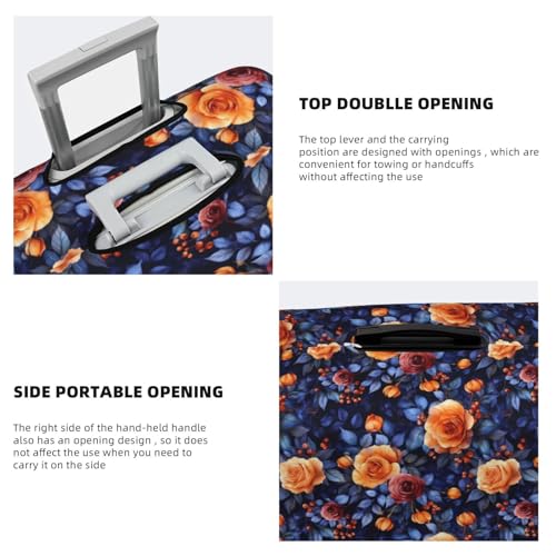 Roses Tulips Floral Pattern Elastic Travel Luggage Covers Dustproof Scratch-Resistant Suitcase Protector Fit 22-24 Inch3