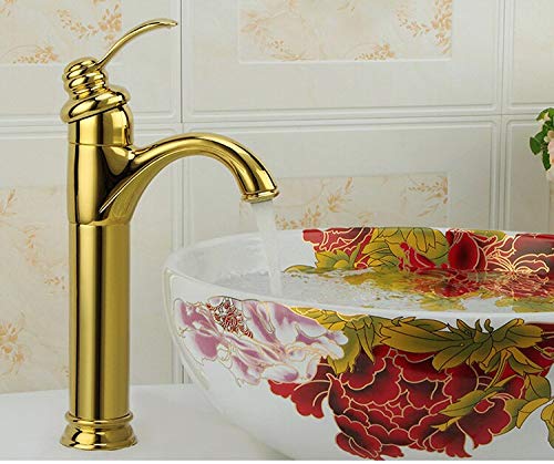 Mitigeur de salle de bain plaqué or en laiton haut de gamme design minimaliste