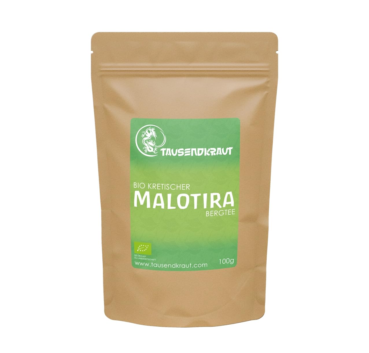 Tausendkraut PREMIUM BIO Bergtee - 100g - Geschnitten - Beste Qualität - Sideritis syriaca, Malotira Eisenkraut - BIO-Zertifiziert - Deutsches Unternehmen - Aus Kreta
