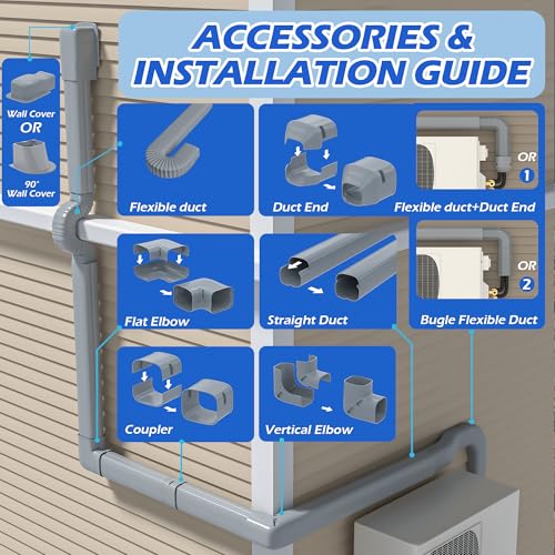 TAKTOPEAK Mini-Split Line Set Cover: 3'' 17 Ft Line Hide for Mini Split Air Conditioner Central AC HVAC - Waterproof Decorative Pipe Cover for Outdoor, Grey by TAKTOPEAK - Used condition - Image 2