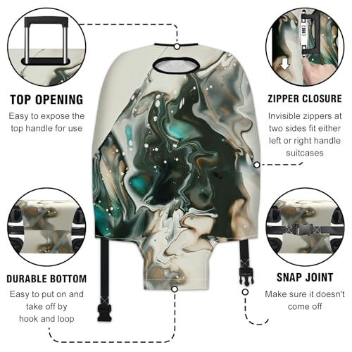 Travel Luggage Cover Suitcase Protector Scratch-Resistant Fit Not Included Suitcase Black White Blue Abstract Painting M-22-24in3