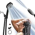 Black Shower Head, L'amourqua High Pressure 6-Model Handheld Shower Head, Built-in Power Wash to Clean Bathtub and Pets, with 59" Stainless Steel Hose and Handheld Showerhead Holder