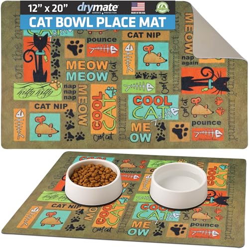 Napperon pour bol de chat Drymate CPM1220BNCC chat cool brun (12" x 20")